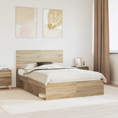 Bed Frame with Headboard Sonoma 160 x 200 cm Solid Pine Wood