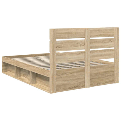 Bed Frame with Headboard Sonoma 160 x 200 cm Solid Pine Wood