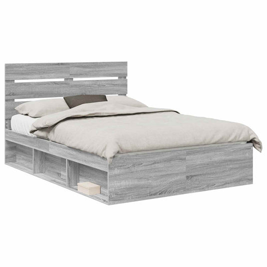 Bed Frame Grey Sonoma 160 x 200 cm Solid Pine Wood