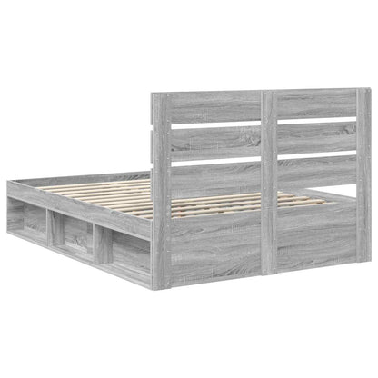 Bed Frame Grey Sonoma 160 x 200 cm Solid Pine Wood