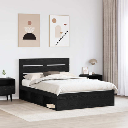 Bed Frame with Headboard Black 150 x 200 cm Solid Pine Wood