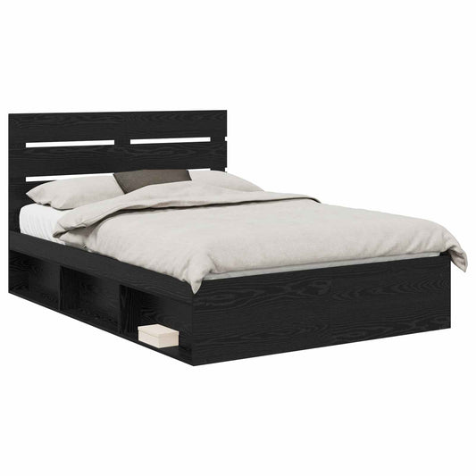 Bed Frame with Headboard Black 150 x 200 cm Solid Pine Wood