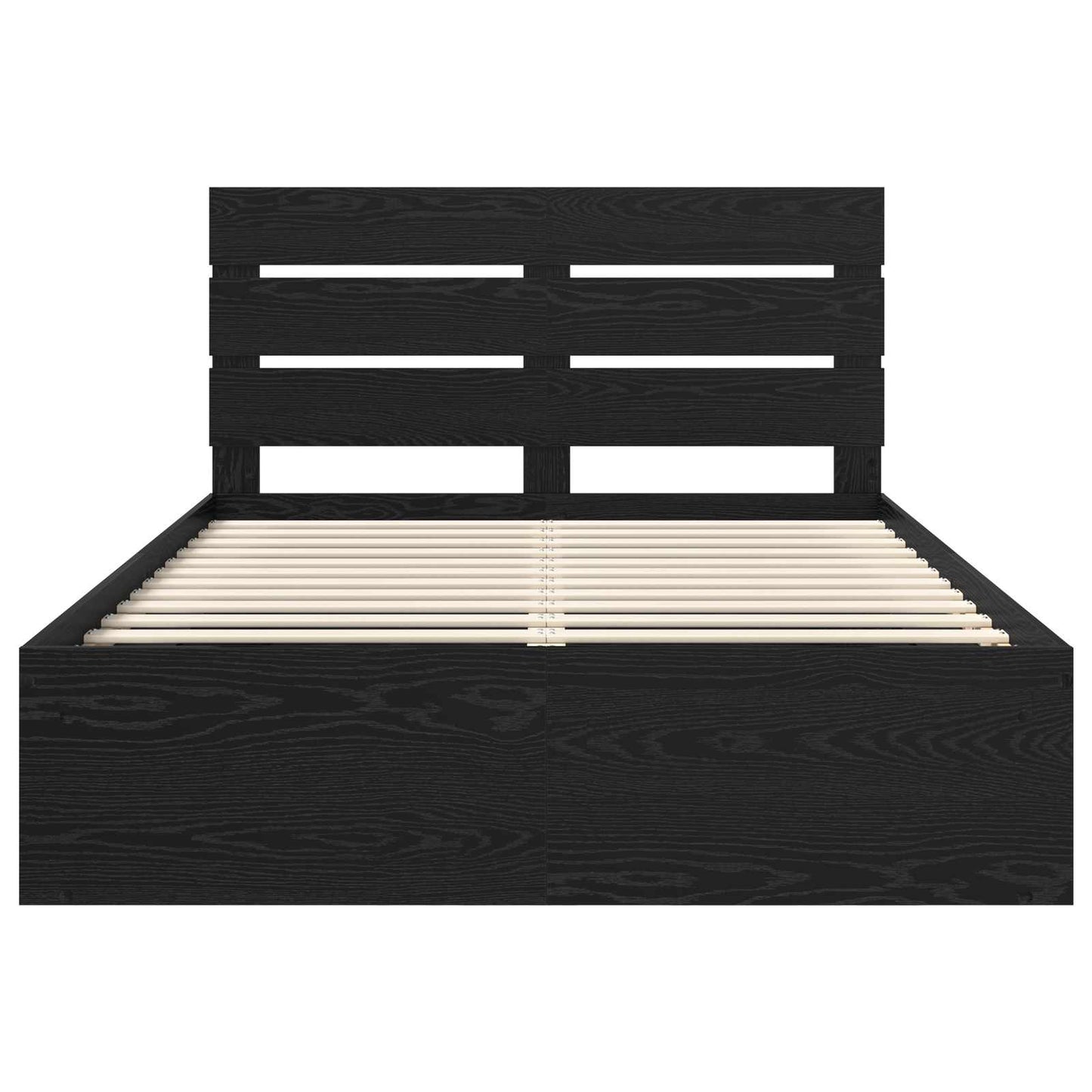 Bed Frame with Headboard Black 150 x 200 cm Solid Pine Wood