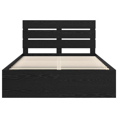 Bed Frame with Headboard Black 150 x 200 cm Solid Pine Wood