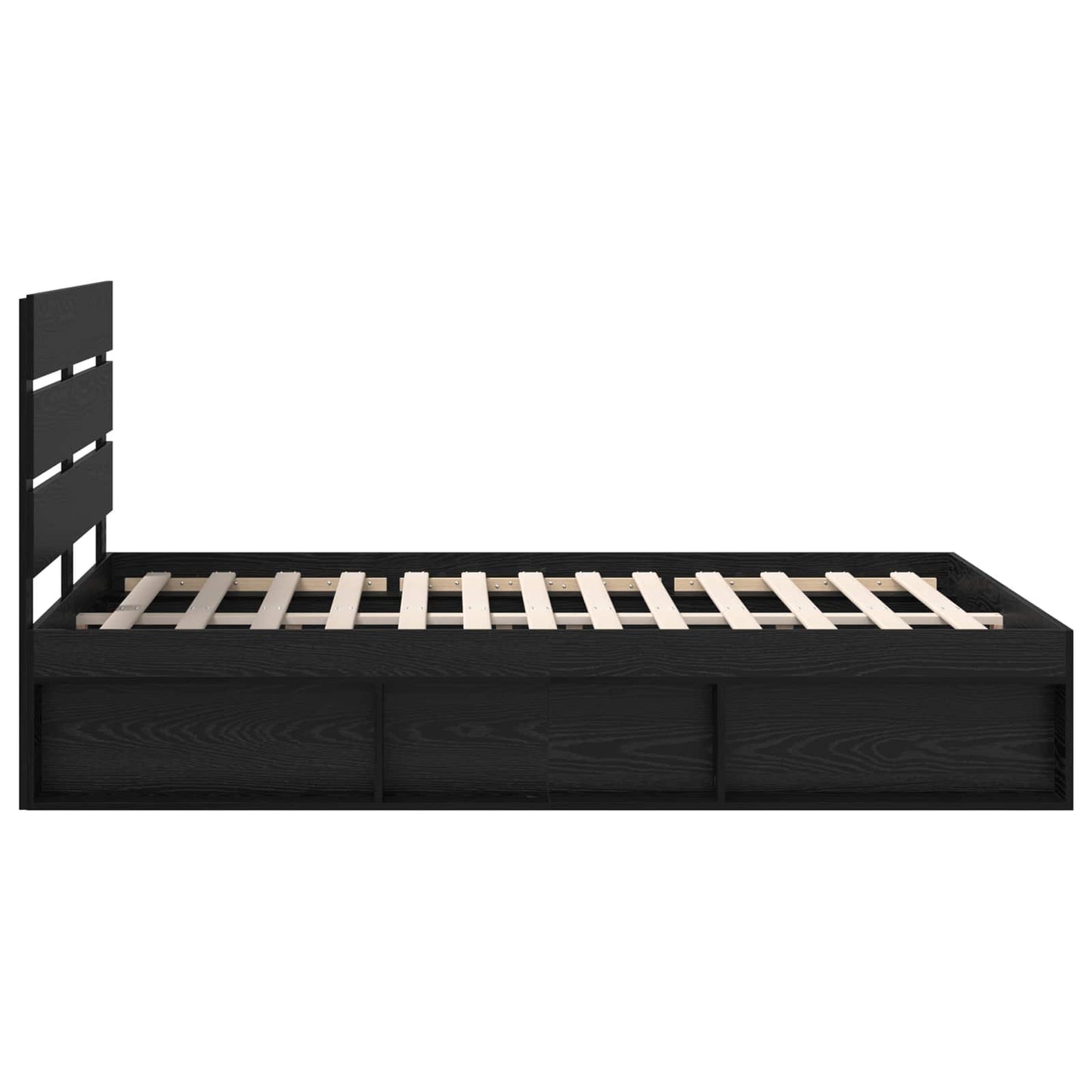 Bed Frame with Headboard Black 150 x 200 cm Solid Pine Wood
