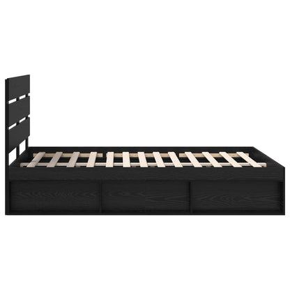 Bed Frame with Headboard Black 150 x 200 cm Solid Pine Wood