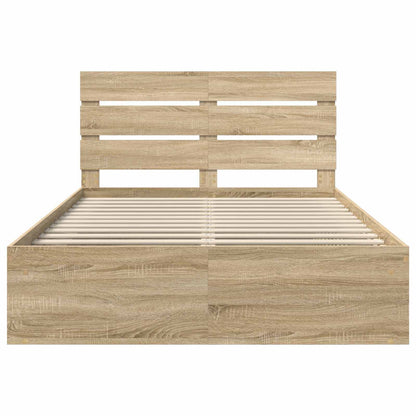 Bed Frame Sonoma Oak 150 x 200 cm Solid Pine Wood