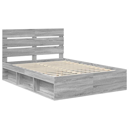 Bed Frame Grey Sonoma 150 x 200 cm Solid Pine Wood