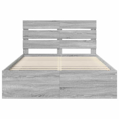 Bed Frame Grey Sonoma 150 x 200 cm Solid Pine Wood