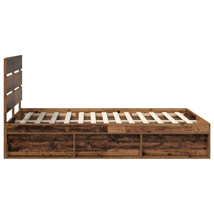 Bed Frame with Headboard Old Wood 150 x 200 cm Solid Pine Wood
