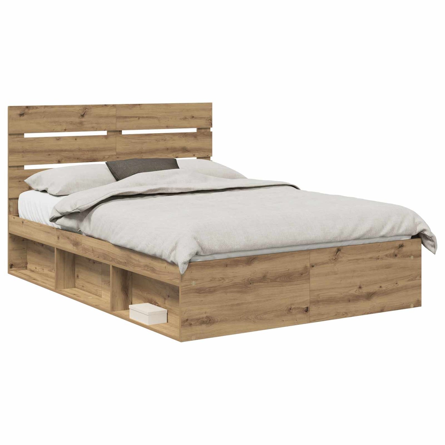 Bed Frame Artisian Oak 150 x 200 cm Solid Pine Wood