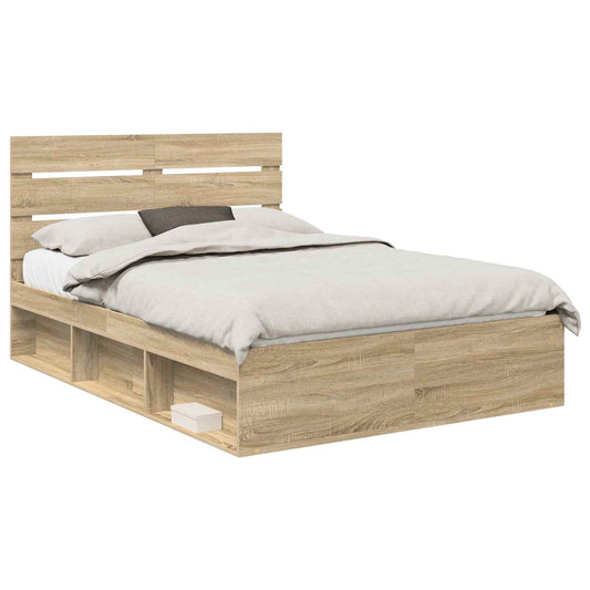 Bed Frame with Headboard Sonoma 140 x 200 cm Solid Pine Wood