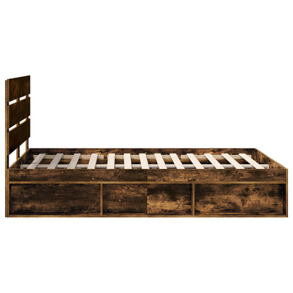 Bed Frame Smoked Oak 140 x 200 cm Solid Pine Wood