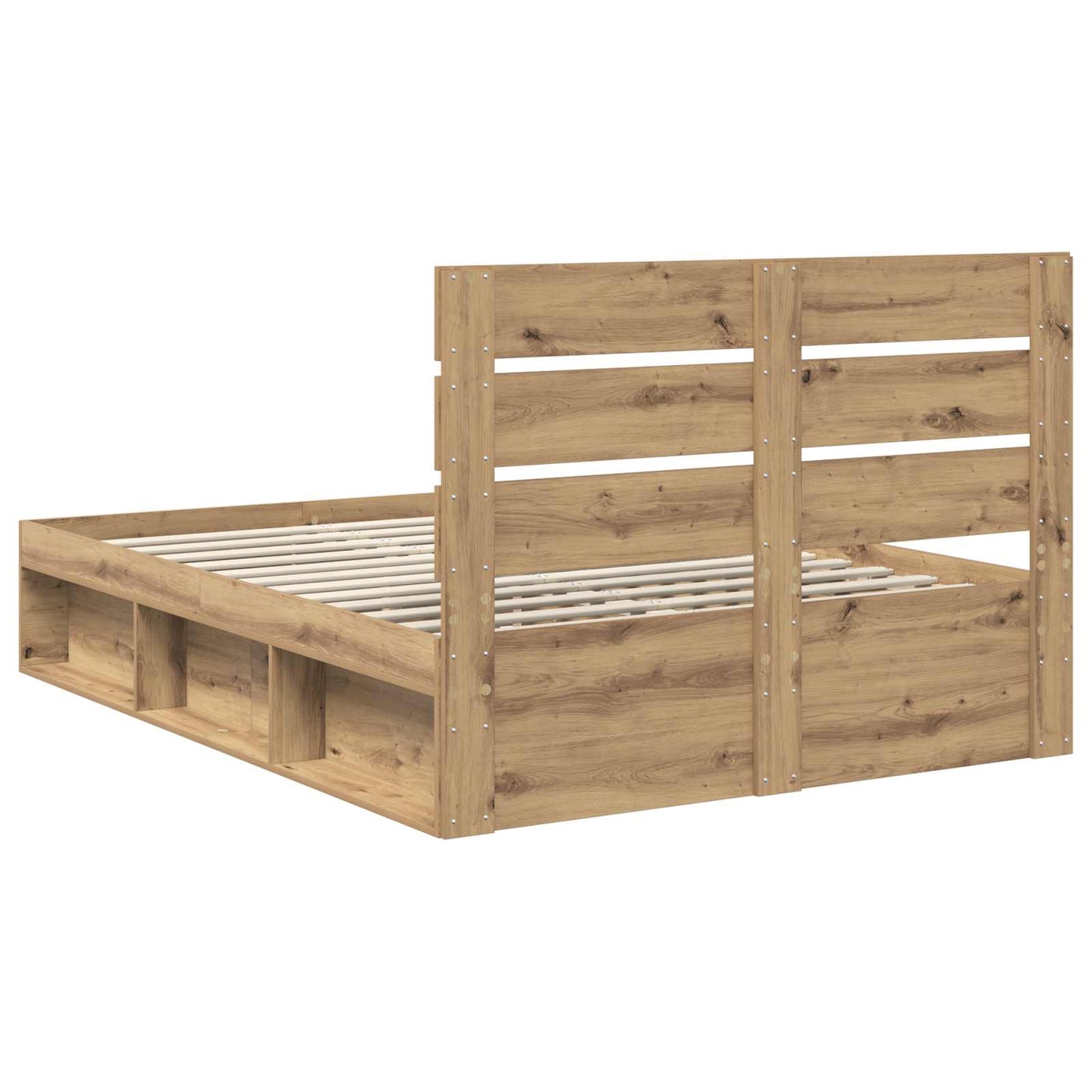Bed Frame Artisian Oak 140 x 200 cm Solid Pine Wood