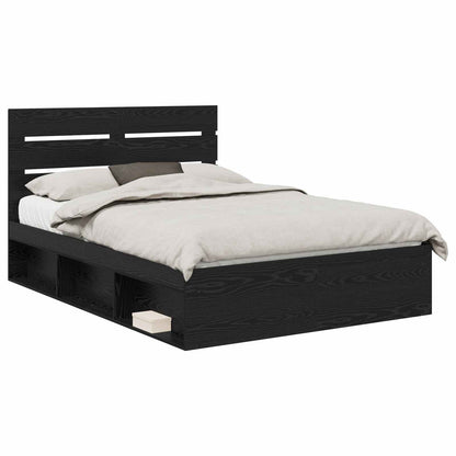 Bed Frame with Headboard Black 140 x 190 cm Solid Pine Wood
