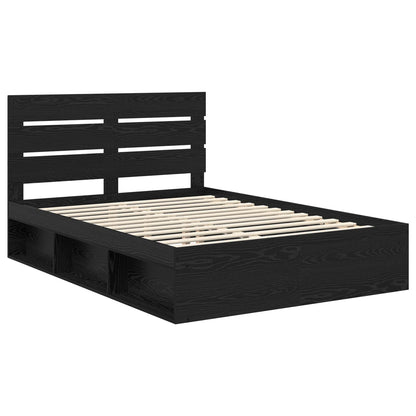 Bed Frame with Headboard Black 140 x 190 cm Solid Pine Wood