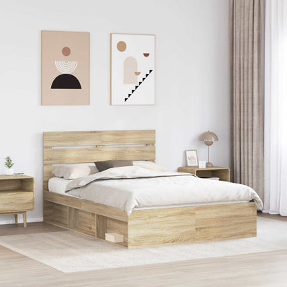 Bed Frame with Headboard Sonoma 140 x 190 cm Solid Pine Wood