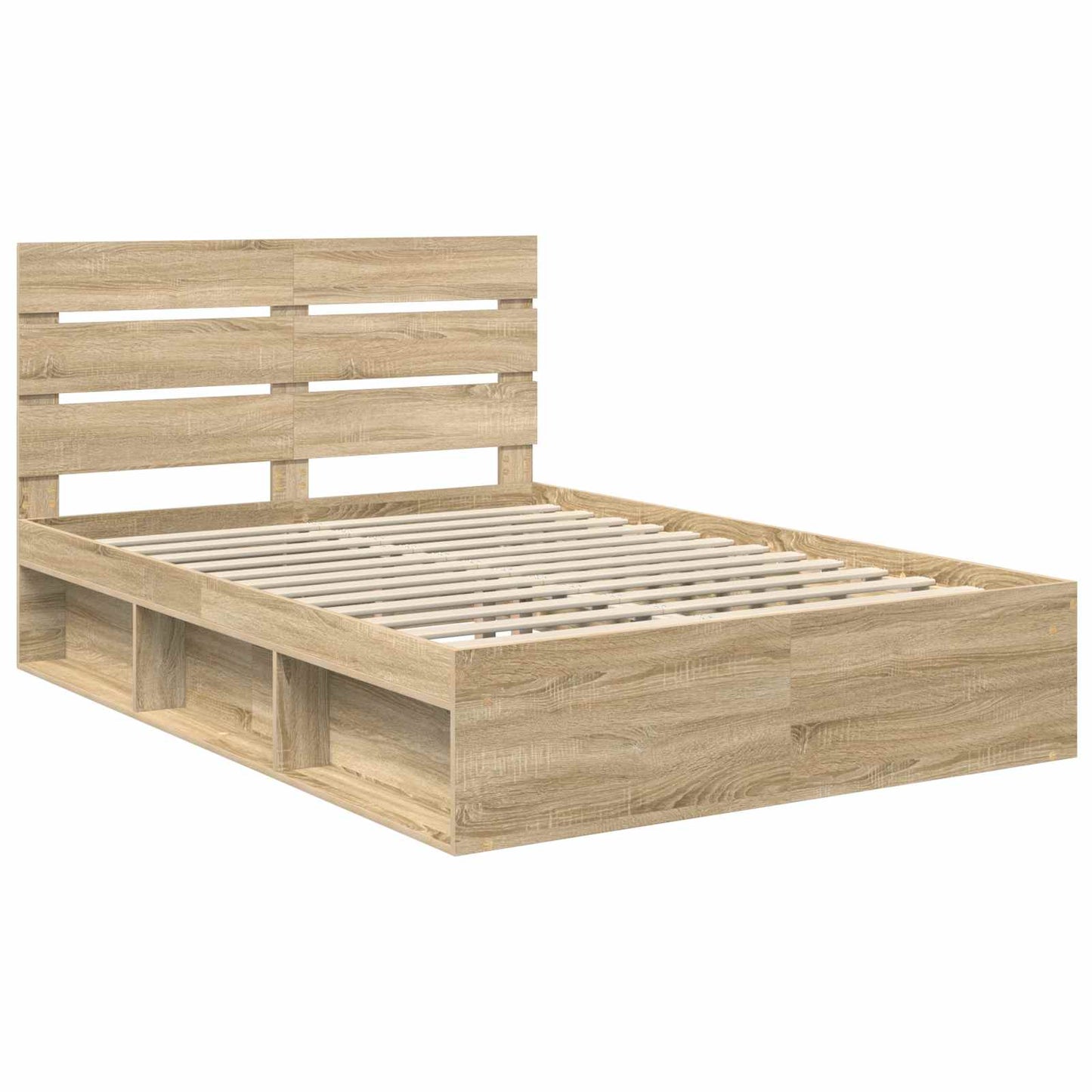 Bed Frame with Headboard Sonoma 140 x 190 cm Solid Pine Wood