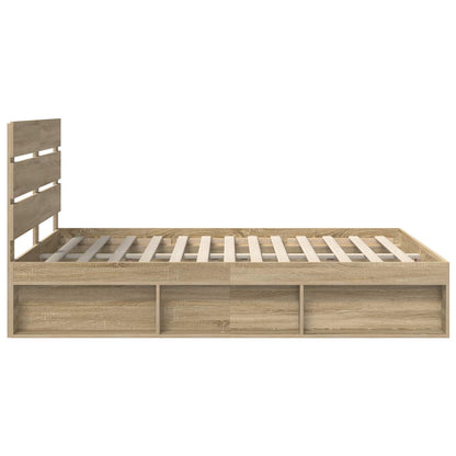 Bed Frame with Headboard Sonoma 140 x 190 cm Solid Pine Wood