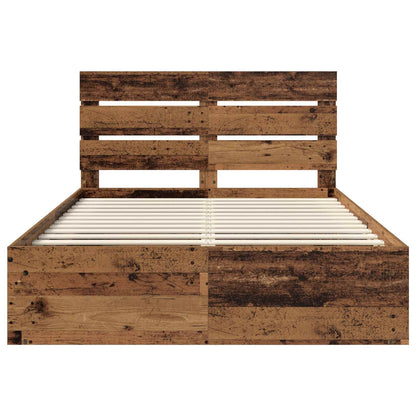 Bed Frame with Headboard Old Wood 140 x 190 cm Solid Pine Wood