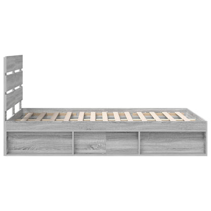 Bed Frame Grey Sonoma 135 x 190 cm Solid Pine Wood
