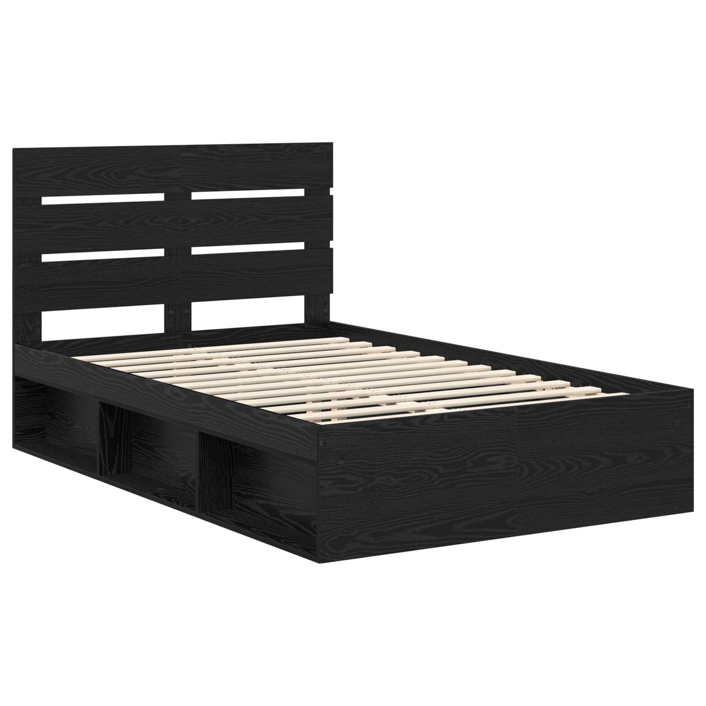 Bed Frame with Headboard Black 120 x 190 cm Solid Pine Wood