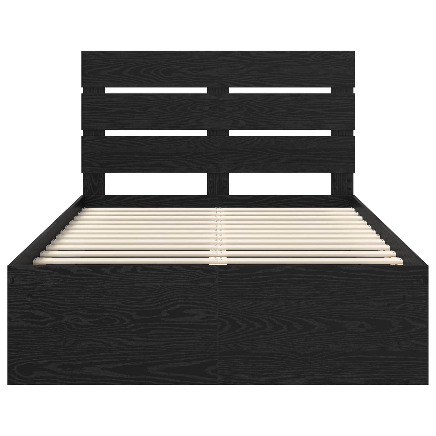 Bed Frame with Headboard Black 120 x 190 cm Solid Pine Wood