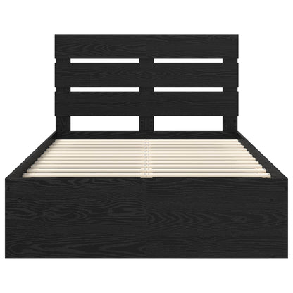 Bed Frame with Headboard Black 120 x 190 cm Solid Pine Wood