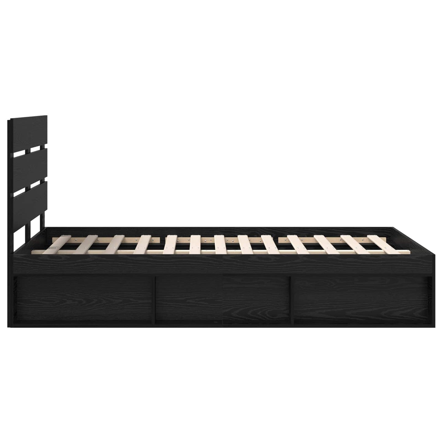 Bed Frame with Headboard Black 120 x 190 cm Solid Pine Wood