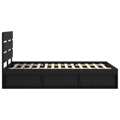 Bed Frame with Headboard Black 120 x 190 cm Solid Pine Wood
