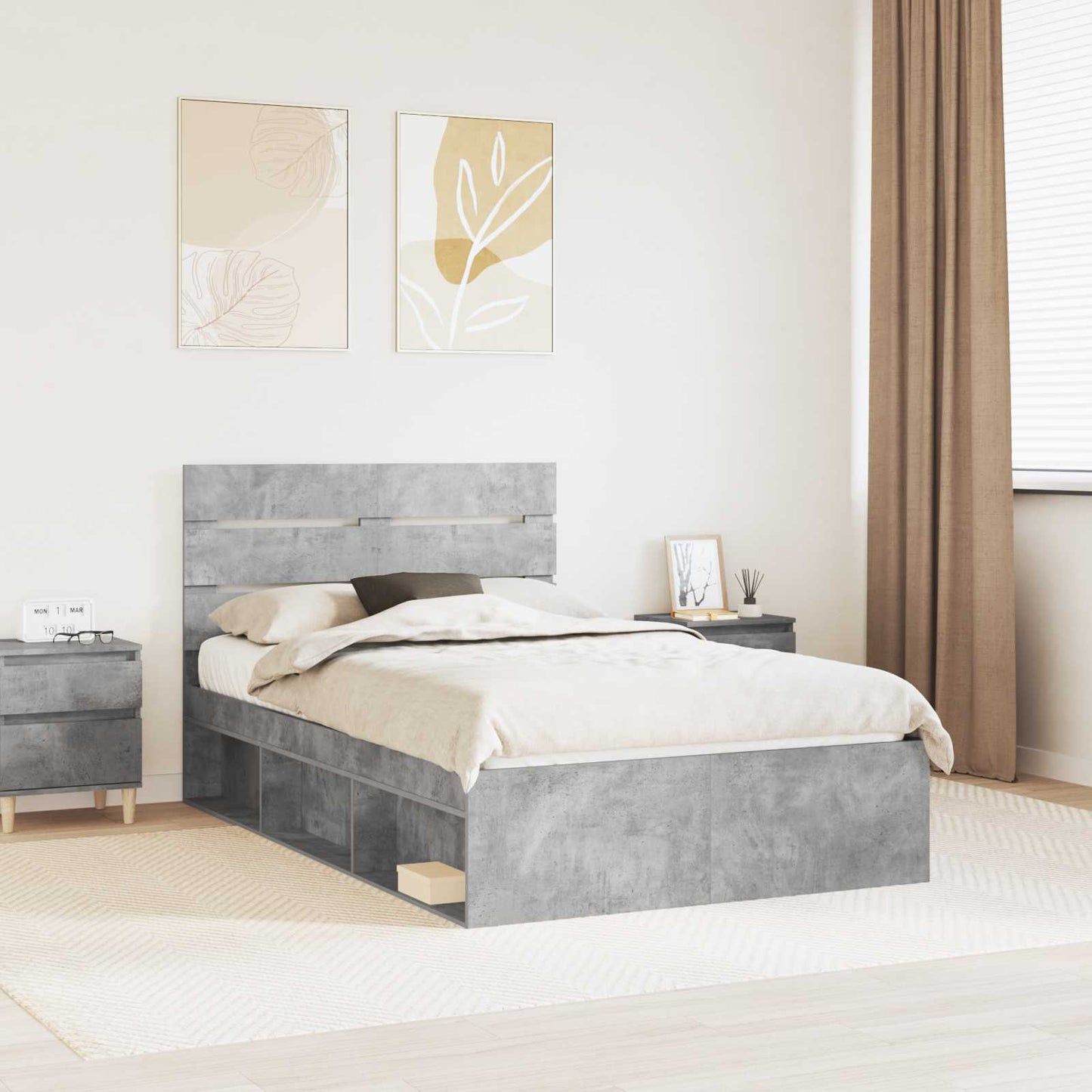 Bed Frame with Headboard Concerte 120 x 190 cm Solid Pine Wood