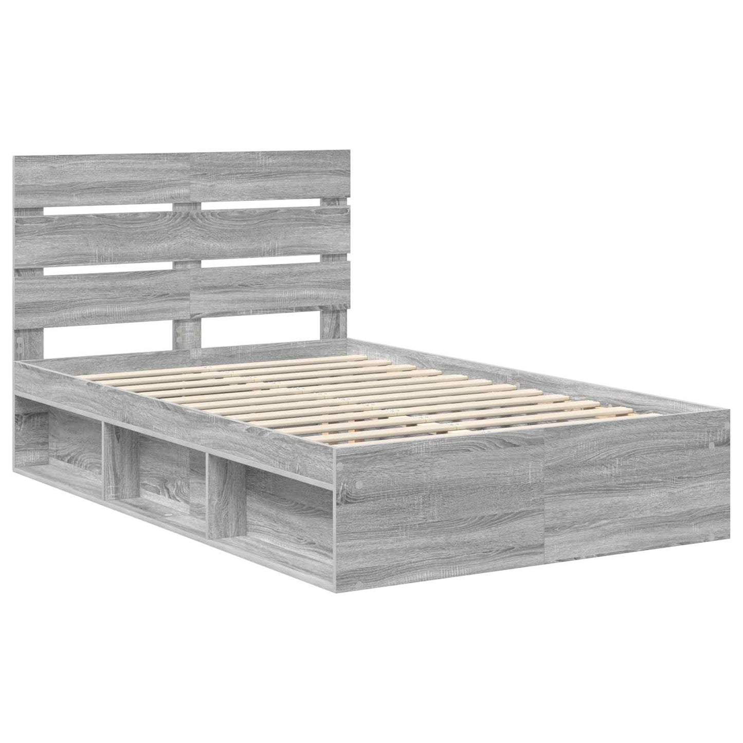 Bed Frame Grey Sonoma 120 x 190 cm Solid Pine Wood