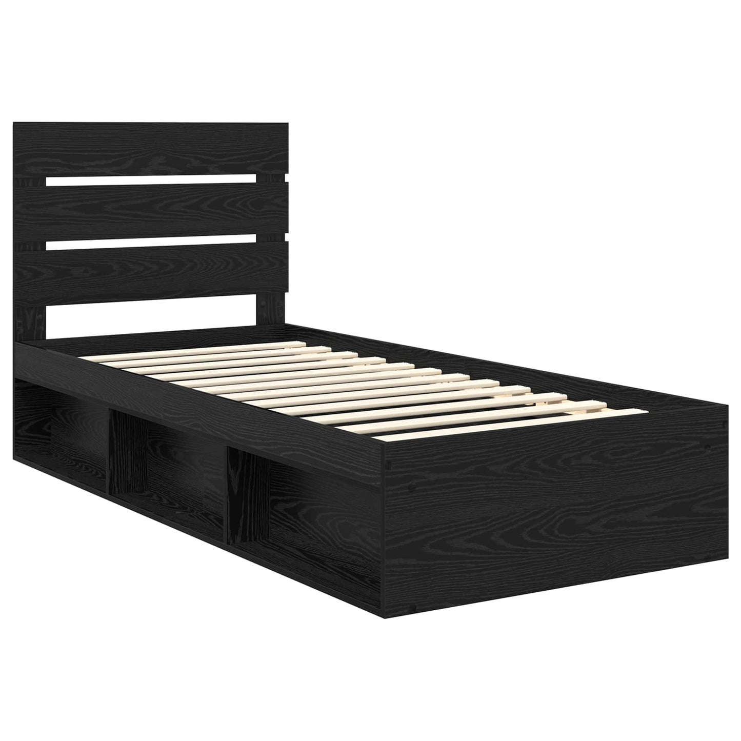 Bed Frame with Headboard Black 100 x 200 cm Solid Pine Wood