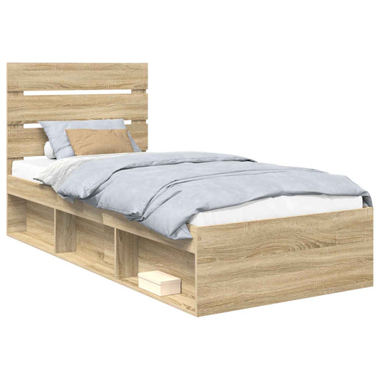 Bed Frame with Headboard Sonoma 100 x 200 cm Solid Pine Wood
