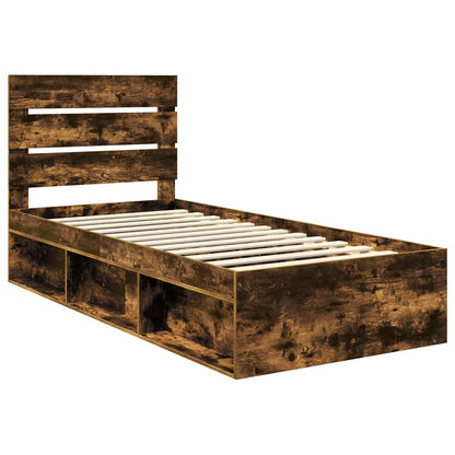 Bed Frame Smoked Oak 100 x 200 cm Solid Pine Wood