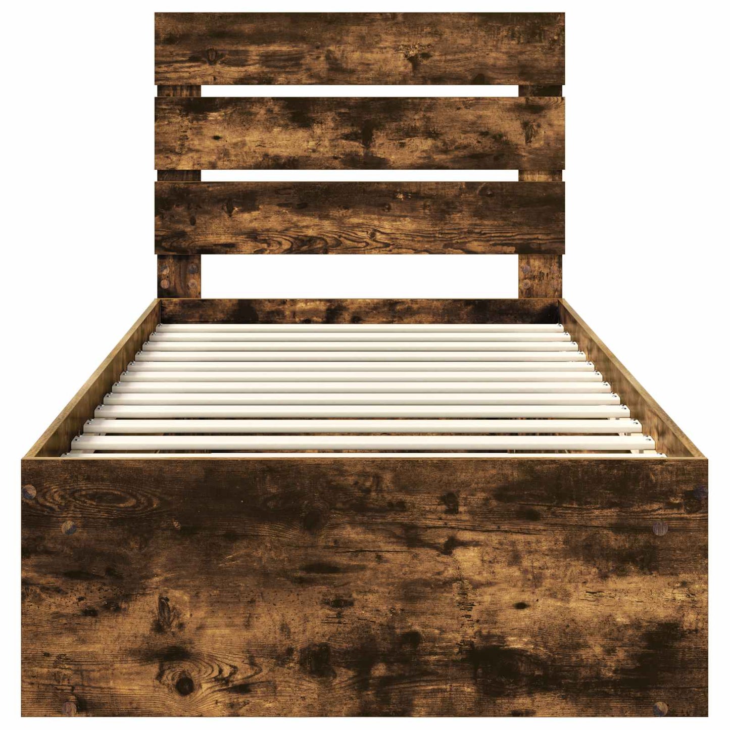 Bed Frame Smoked Oak 100 x 200 cm Solid Pine Wood