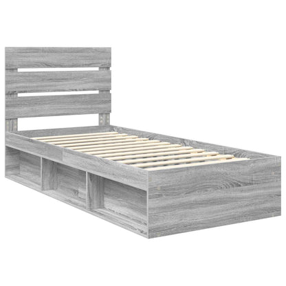Bed Frame Grey Sonoma 100 x 200 cm Solid Pine Wood