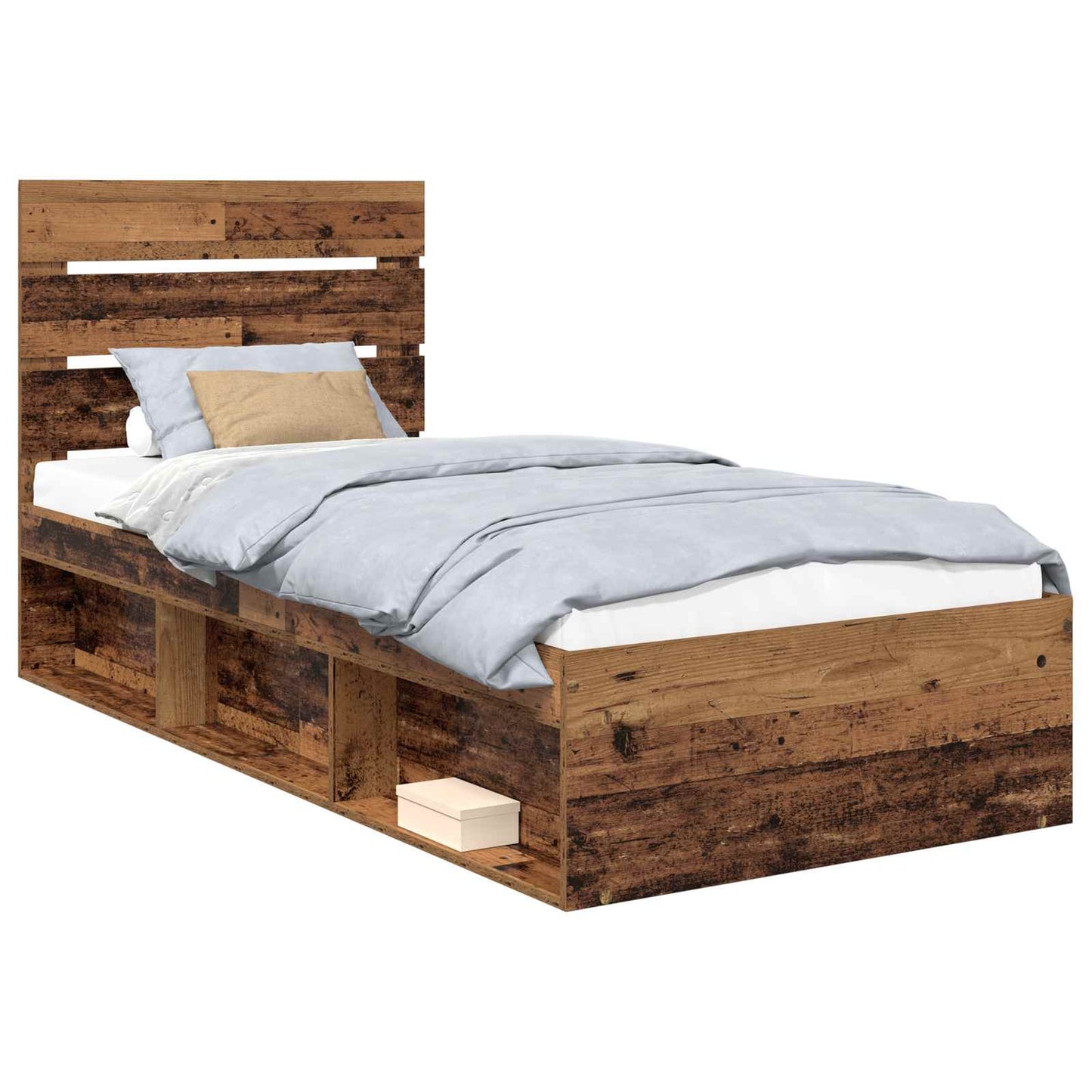 Bed Frame with Headboard Old Wood 100 x 200 cm Solid Pine Wood