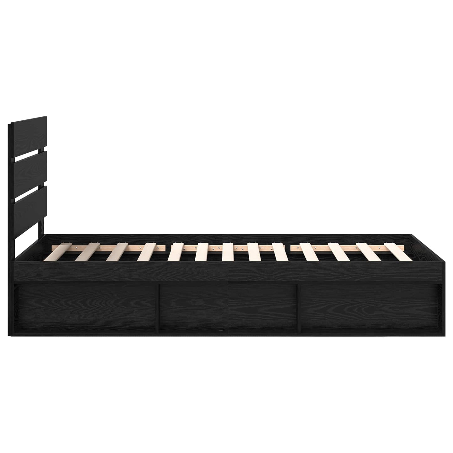 Bed Frame with Headboard Black 90 x 200 cm Solid Pine Wood
