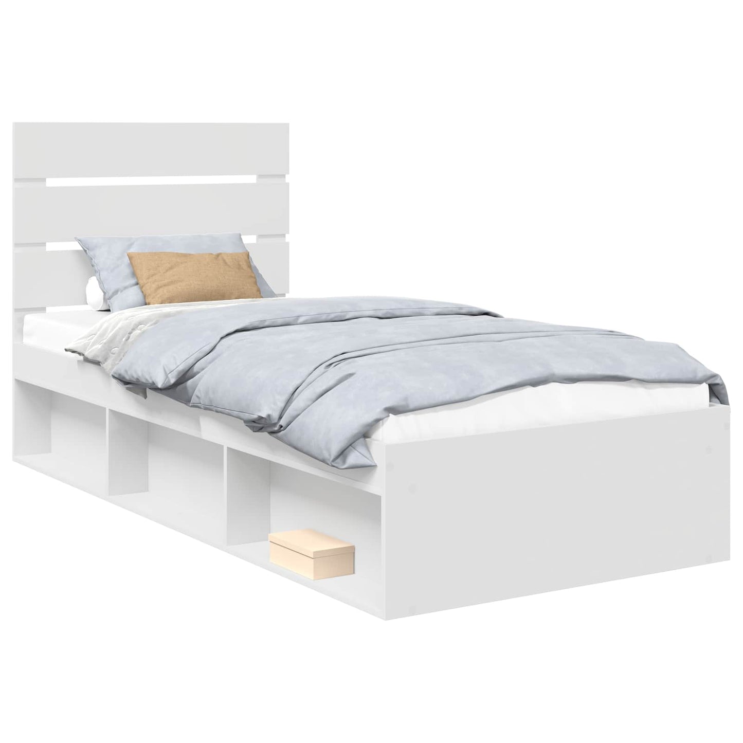 Bed Frame with Headboard White 90 x 190 cm Solid Pine Wood
