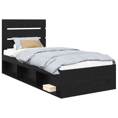 Bed Frame with Headboard Black 90 x 190 cm Solid Pine Wood
