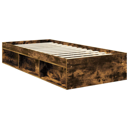 Bed Frame with Headboard Smoked Oak 90 x 190 cm Solid Pine Wood