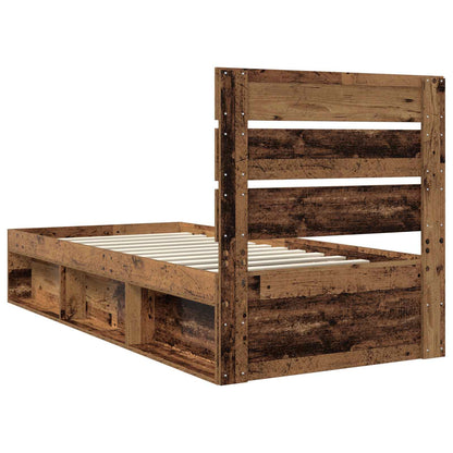 Bed Frame with Headboard Old Wood 90 x 190 cm Solid Pine Wood