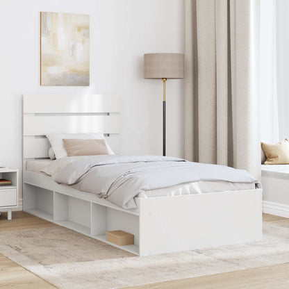 Bed Frame with Headboard White 75 x 190 cm Solid Pine Wood