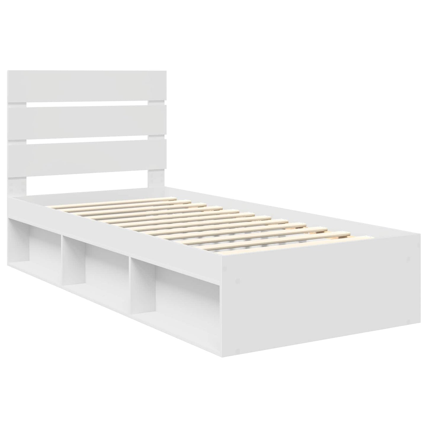 Bed Frame with Headboard White 75 x 190 cm Solid Pine Wood