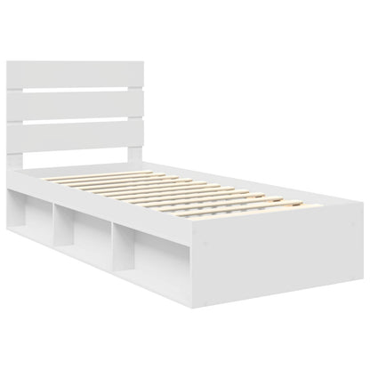 Bed Frame with Headboard White 75 x 190 cm Solid Pine Wood