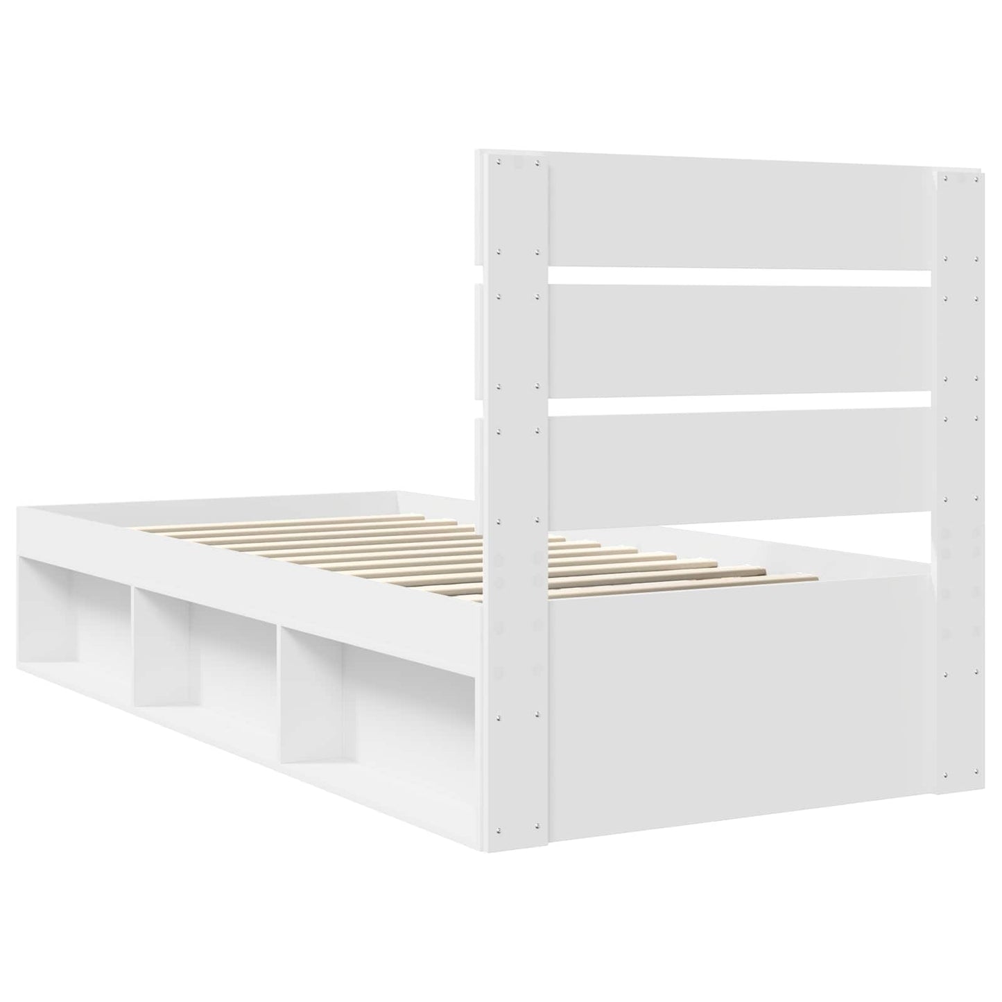 Bed Frame with Headboard White 75 x 190 cm Solid Pine Wood