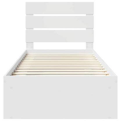 Bed Frame with Headboard White 75 x 190 cm Solid Pine Wood