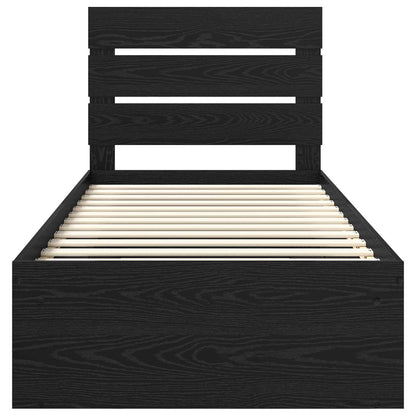 Bed Frame with Headboard Black 75 x 190 cm Solid Pine Wood