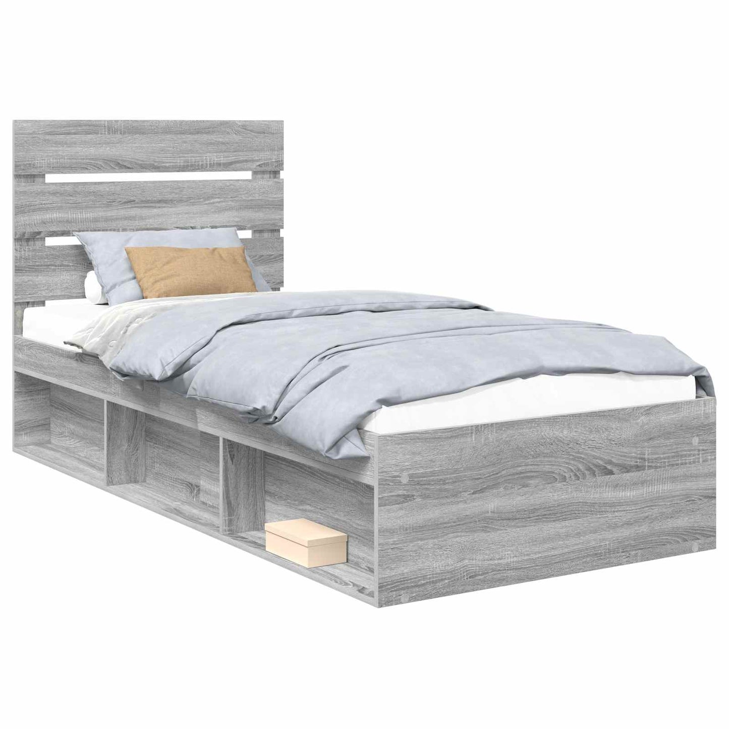 Bed Frame Grey Sonoma 75 x 190 cm Solid Pine Wood